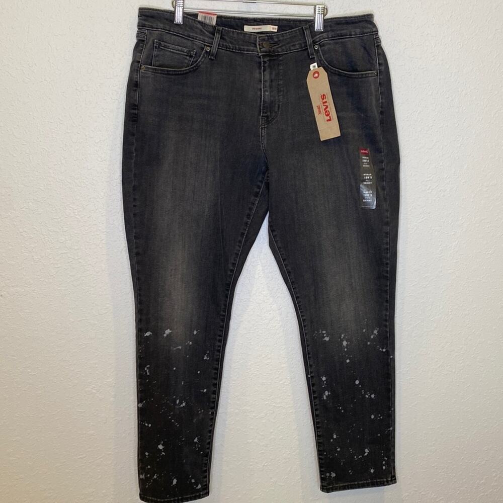 Levi’s 711 Skinny Gray Denim Jean w/Bleach Splatter Mid Rise Slim Fit NWT Sz18WS